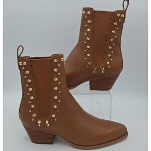 Michael Kors Brown Leather Studded Ankle Boots